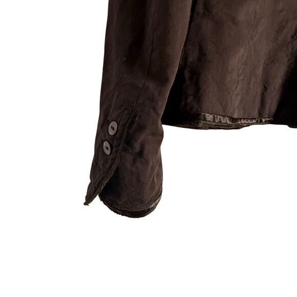 Vintage Y2K H&M Brown Satin Trim Single Breasted Blazer Jacket Size 8 - Picture 10 of 11